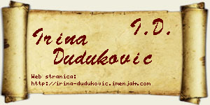 Irina Duduković vizit kartica